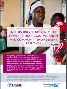 Technical Brief: Integrating Gender in the COVID-19 Response