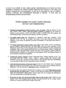 WABA Guidelines for Gender Sensitive Materials, Advocacy and Communications