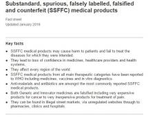 Substandard, Spurious, Falsely labelled, Falsified and Counterfeit (SSFFC) Medical Products