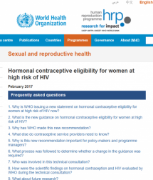 Hormonal Contraceptive Eligibility for Women at High Risk of HIV- FAQs