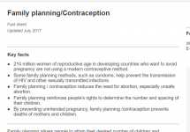 Fact Sheet on Family Planning / Contraception