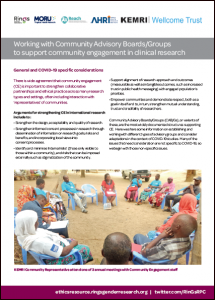 Working with Community Advisory Boards/Groups to Support Community Engagement in Clinical Research